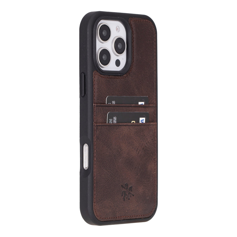 Funda tipo billetera de cuero Capri Snap On para iPhone 15 Pro