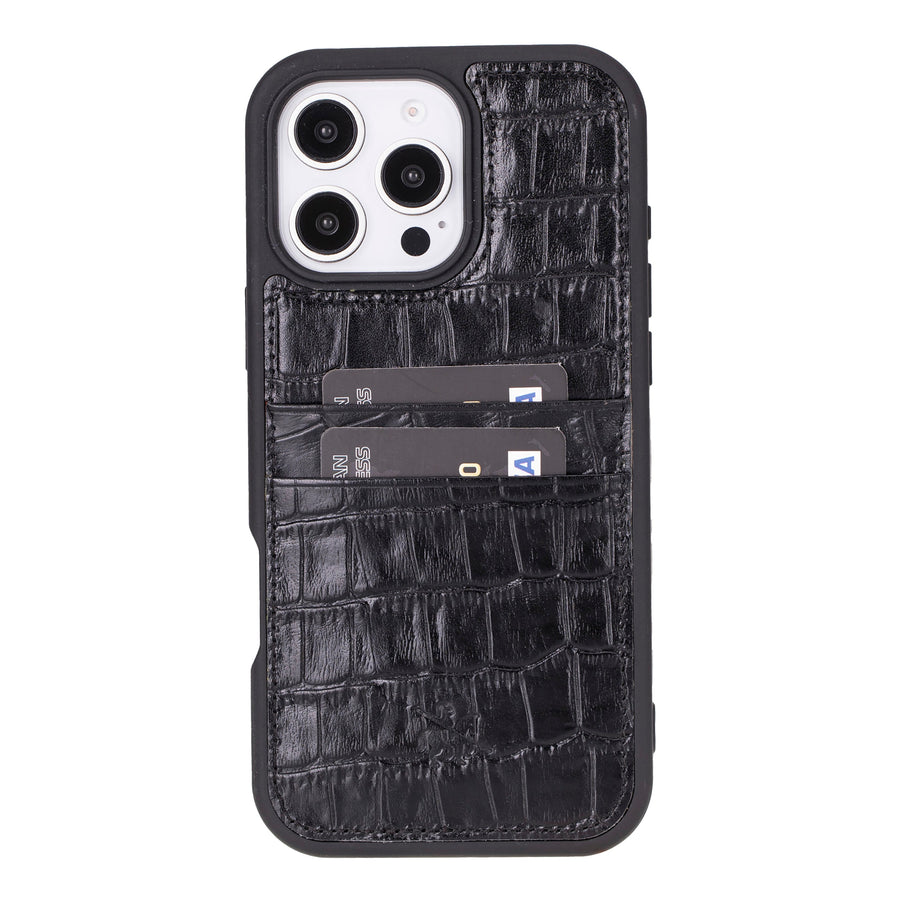 Funda tipo billetera de cuero Capri Snap On para iPhone 15 Pro Max