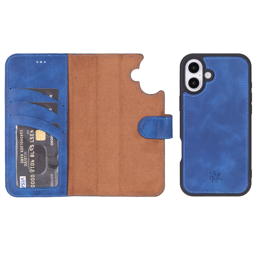 Ravenna RFID Blocking Detachable Leather Wallet Case for iPhone 16 Plus