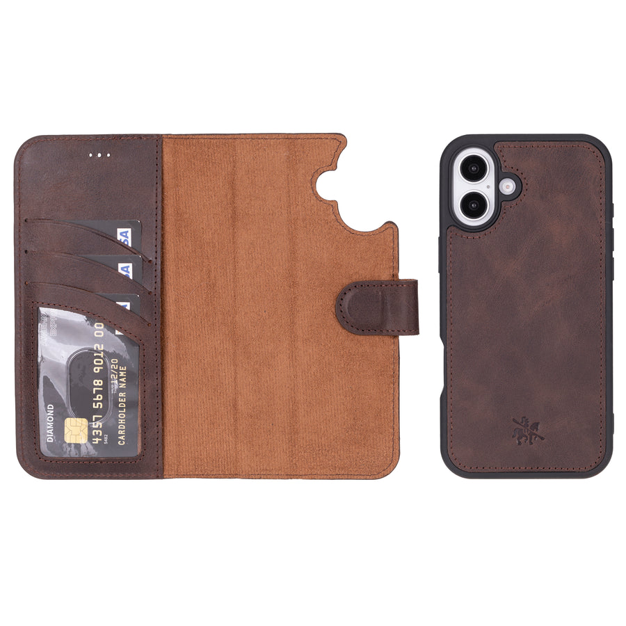 Ravenna RFID Blocking Detachable Leather Wallet Case for iPhone 16 Plus