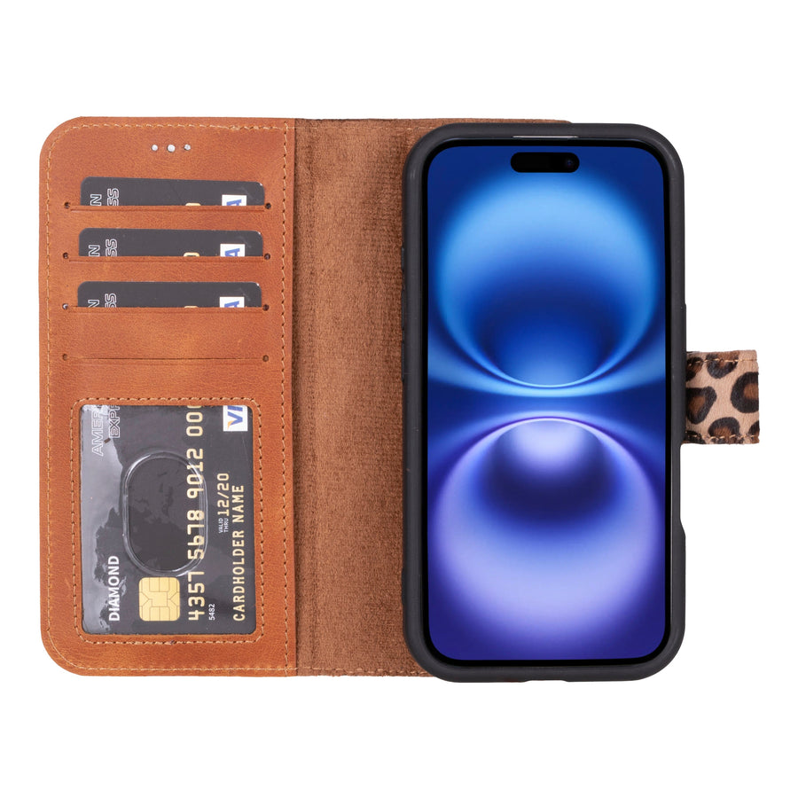 Funda tipo billetera de cuero con bloqueo RFID Florence para iPhone 15