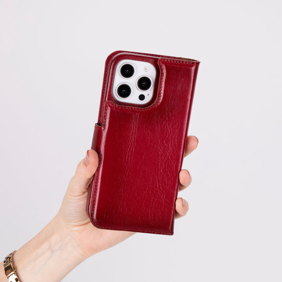 Funda tipo billetera de cuero con bloqueo RFID Florence para iPhone 15 Pro Max