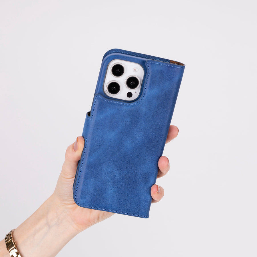 Funda tipo billetera de cuero con bloqueo RFID Florence para iPhone 15 Pro Max