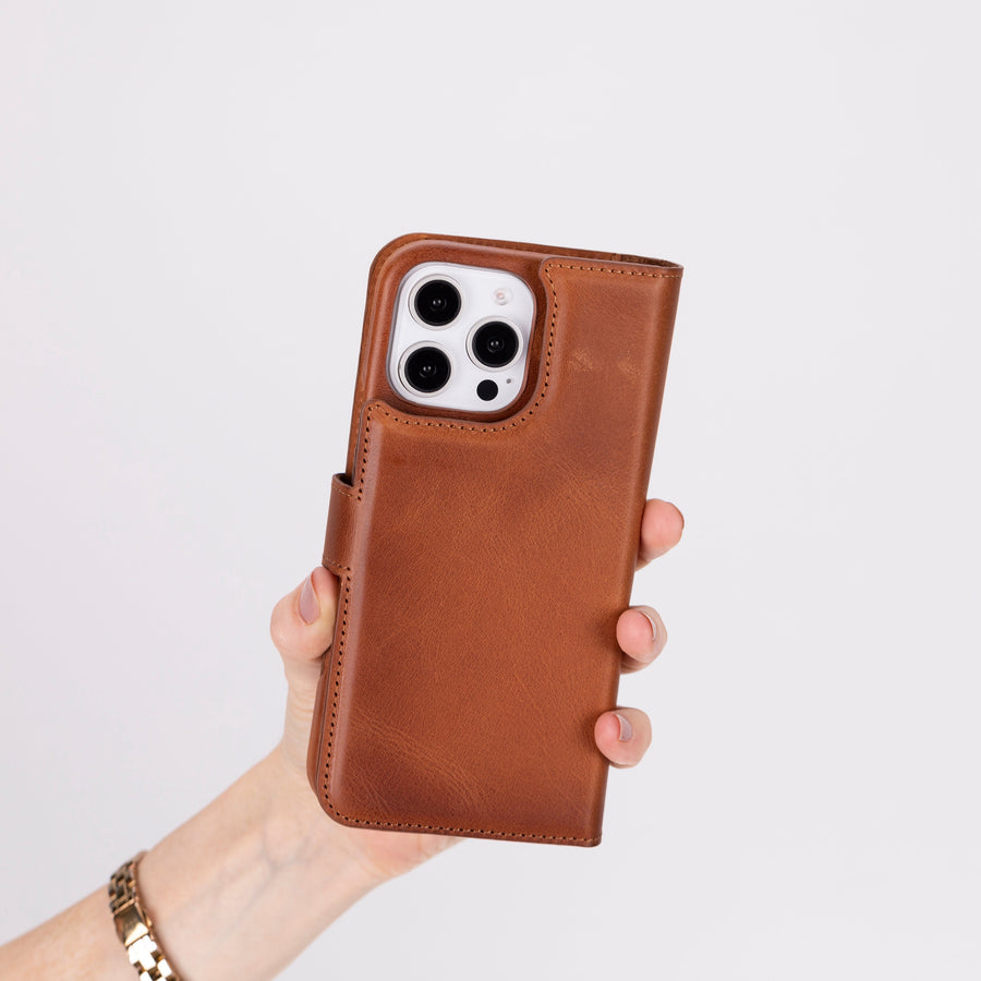 Funda tipo billetera de cuero con bloqueo RFID Florence para iPhone 15 Pro Max