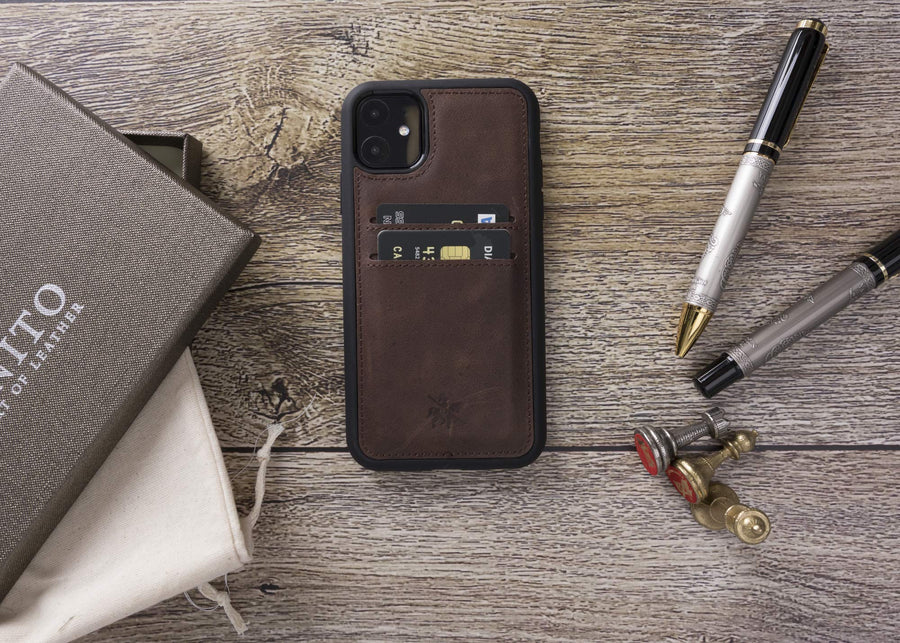 Funda tipo billetera de cuero Cosa Snap On para iPhone 11