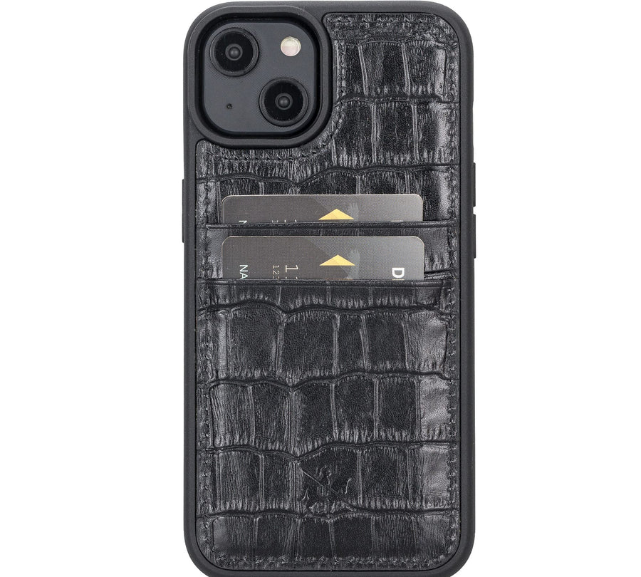 Funda tipo billetera de cuero Capri Snap On para iPhone 14