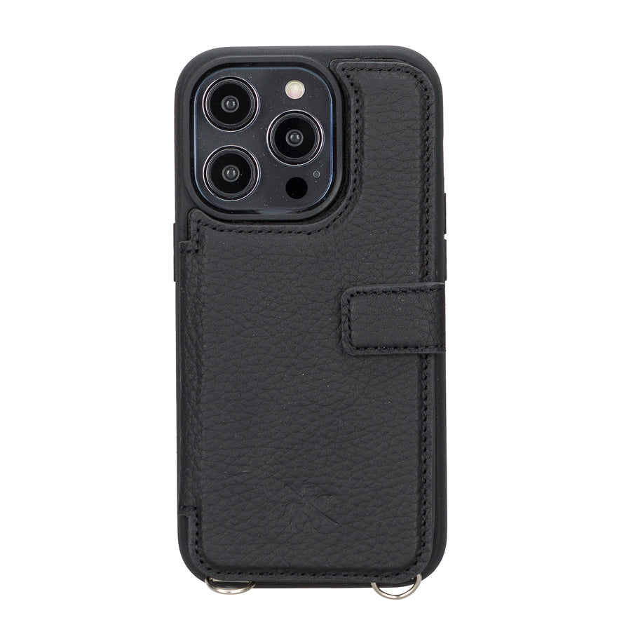 Fermo Funda de cuero para teléfono con billetera cruzada para iPhone 14 Pro Max