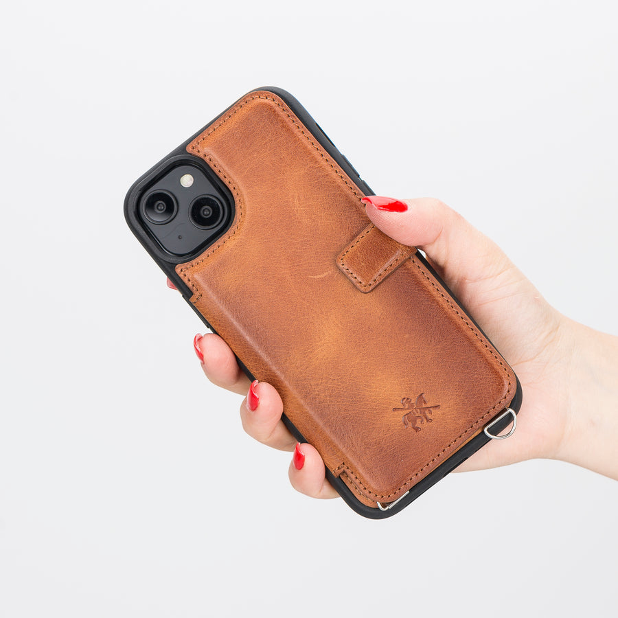 Fermo Funda de cuero para teléfono con billetera cruzada para iPhone 14 Plus