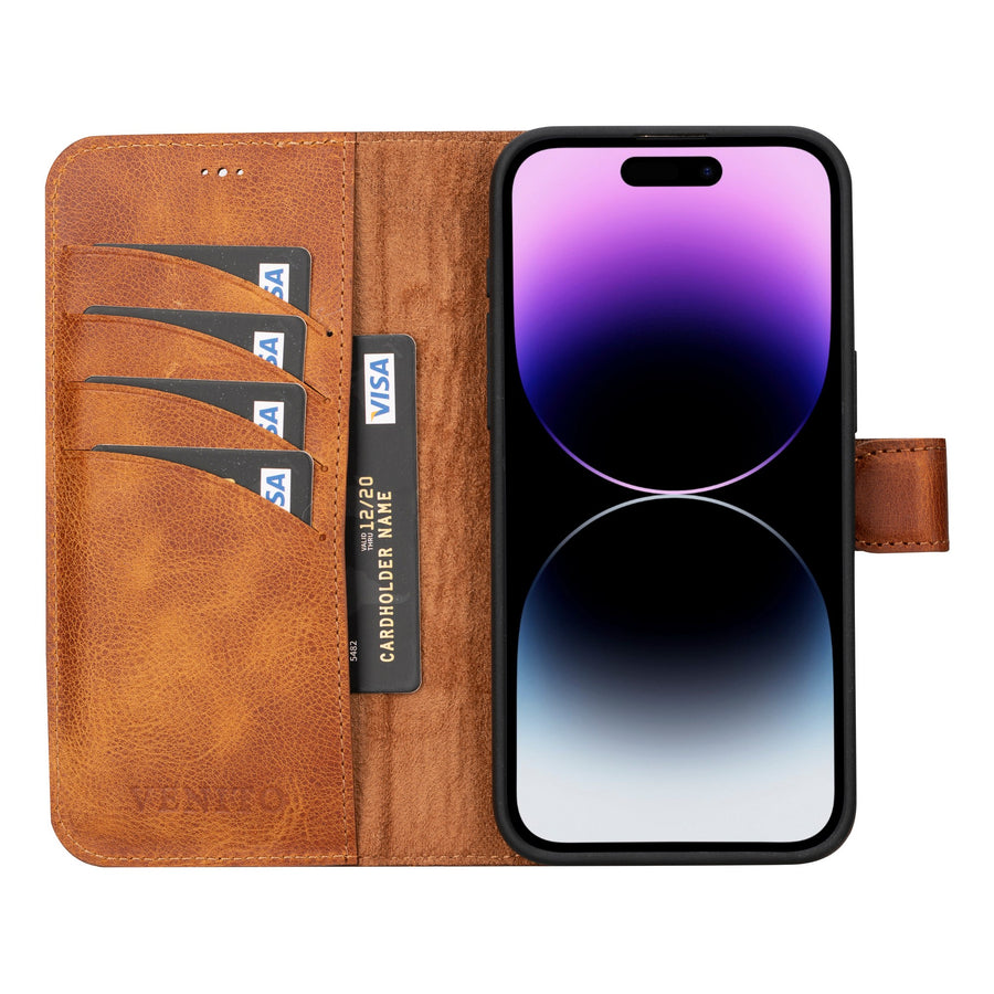 Ravenna RFID Blocking Detachable Leather Wallet Case for iPhone 15 Pro Max