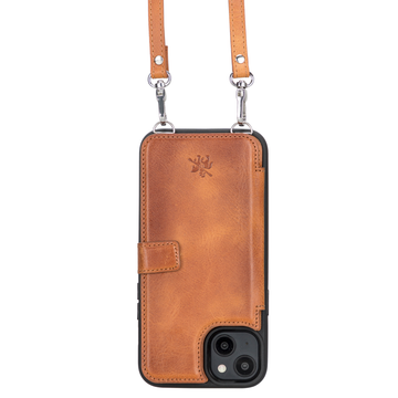 TRODINO Square Leather iPhone 14 Pro Case with Wristband Strap