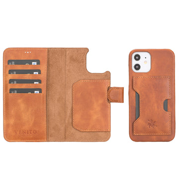  JJNUSA Compatible with iPhone 12/12 Pro 6.1 inches Handmade  Genuine Distressed Leather Wallet Case Flip Cover with Wristlet Brown :  Cell Phones & Accessories